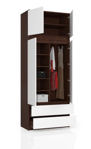 Ak furniture Šatníková skriňa s nadstavcom Star 90 cm wenge/biela