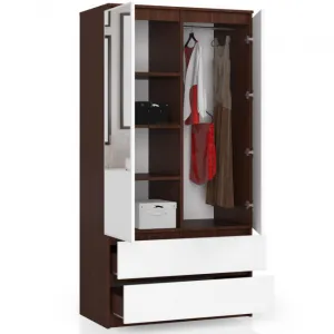 Ak furniture Šatníková skriňa Star so zrkadlom 90 cm wenge/biela