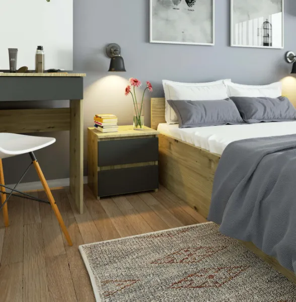 Ak furniture Noční stolek CL2 40 cm dub artisan/grafitově šedý