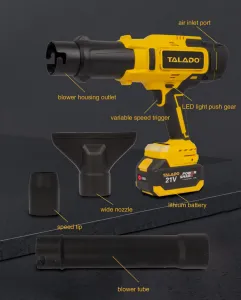 AMOEBA Ručný SUPER TURBO Fúkač 220m/s 2000W 2 x batéria 4Ah 21V. Vhodný na sušenie auta. Náradie je vhodné pre batériu MAKITA 18V