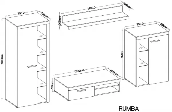 ArtLemp Obývacia stena SUMBA | biela