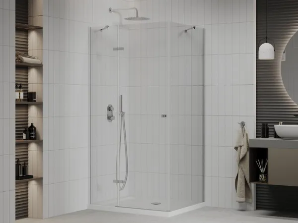 MEXEN/S - Roma sprchovací kút 120x90, kyvný, číre sklo, chróm + vanička 854-120-090-01-00-4010