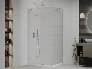 MEXEN/S - Roma sprchovací kút 120x90, kyvný, číre sklo, chróm + vanička 854-120-090-01-00-4010