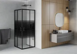 MEXEN - Rio sprchovací kút štvorec 70 x 70, pruhy, čierna 860-070-070-70-20