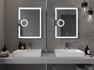 MEXEN - Onyx zrkadlo s osvetlením s kozmetickým zrkadlom 60 x 80, LED 600 9813-060-080-611-00