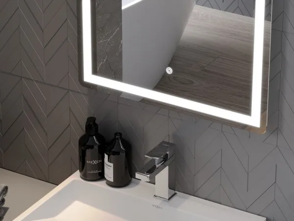 MEXEN - Onyx zrkadlo s osvetlením s kozmetickým zrkadlom 60 x 80, LED 600 9813-060-080-611-00