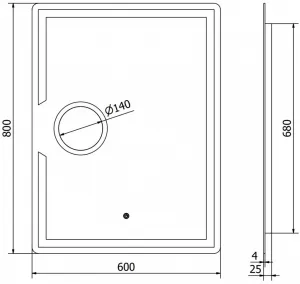 MEXEN - Onyx zrkadlo s osvetlením s kozmetickým zrkadlom 60 x 80, LED 600 9813-060-080-611-00