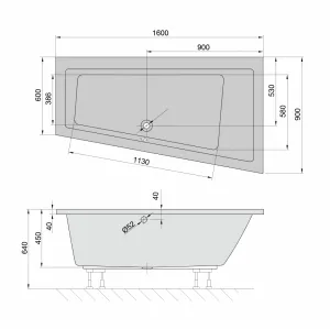 POLYSAN - ANDRA R asymetrická vaňa 160x90x45cm, biela 81541