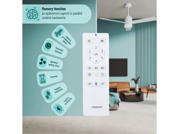 Noaton 14132WWL Canis, biela a svetlo hnedá, stropný ventilátor so svetlom