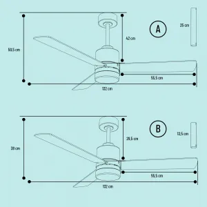 Noaton 14132WWL Canis, biela a svetlo hnedá, stropný ventilátor so svetlom