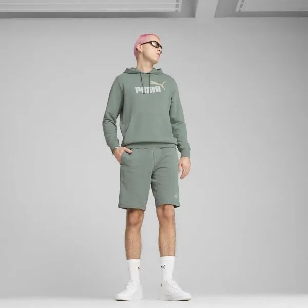 Puma ESSENTIALS+ LOGO LAB GRAPHIC SHORTS 10 Pánske teplákové kraťasy, zelená, veľkosť