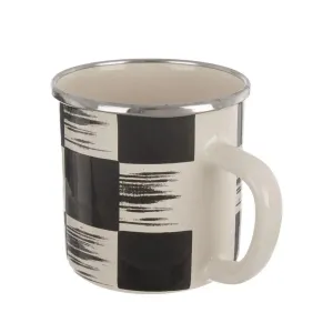 Hrnček smalt ŠACHOVNICA Lem 0,41 l, pr. 8,8 cm