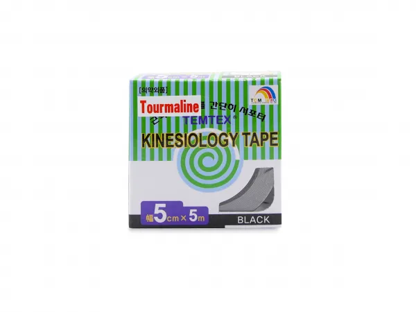 Temtex kinesio tape Tourmaline, čierna tejpovacia páska 5cm x 5m