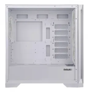 EVOLVEO Ptero Q2+, 2x predný panel - sklo/mriežka, 4x ventilácia, skriňa ATX - bielá