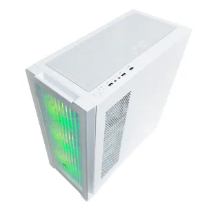 EVOLVEO Ptero Q2+, 2x predný panel - sklo/mriežka, 4x ventilácia, skriňa ATX - bielá