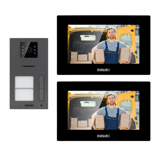 EVOLVEO DoorPhone AP2-2 káblový videotelefón pre dva byty s aplikáciou, čierny