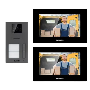 EVOLVEO DoorPhone AP2-2 káblový videotelefón pre dva byty s aplikáciou, čierny