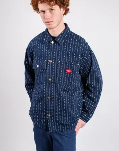 Carhartt WIP Drewe Chore Coat Heart C Pinstripe, Ink/Natur rinsed S