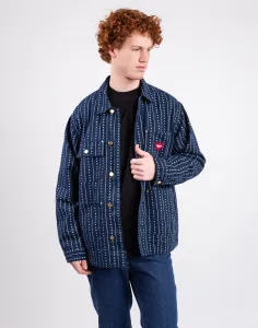 Carhartt WIP Drewe Chore Coat Heart C Pinstripe, Ink/Natur rinsed S