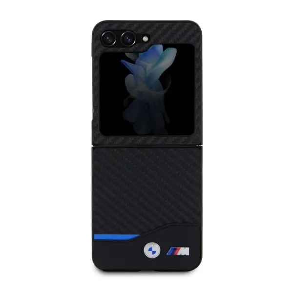 BMW PU CARBON Zadný kryt pre Samsung Galaxy Z Flip5 5G čierny