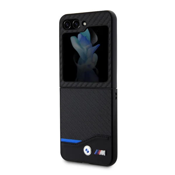 BMW PU CARBON Zadný kryt pre Samsung Galaxy Z Flip5 5G čierny
