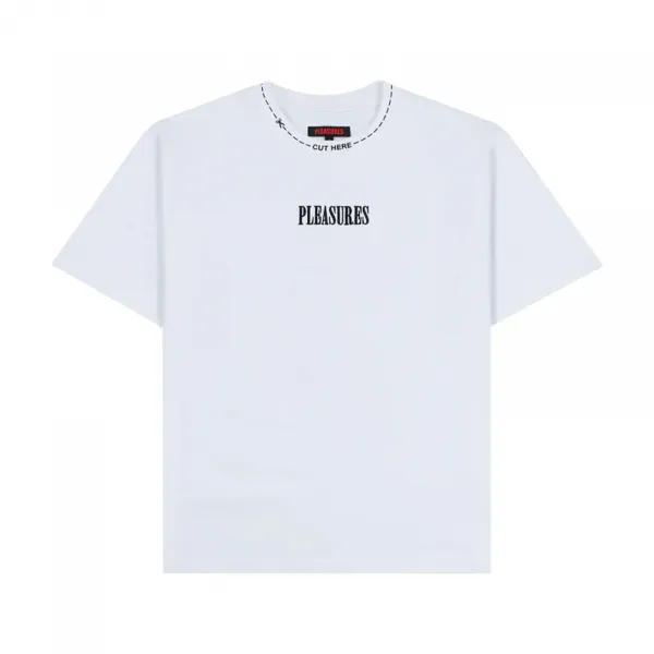 Pleasures Cut Here Heavyweight T-Shirt "White" (P25SP027-WHITE)