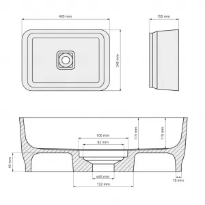 POLYSAN - BANERA SQUARE umývadlo na dosku, liaty mramor, 50x36cm, biela 14596