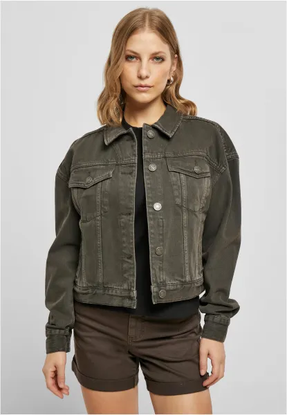 Women's Oversized Colorful Denim Jacket Brown