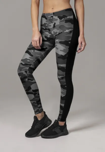 Dámske legíny s maskáčovým pruhom darkcamo/čierne