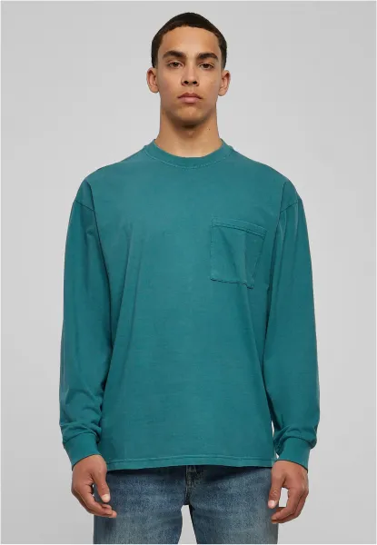 Pigment-dyed long-sleeved pocket teal