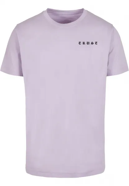 Men's T-shirt with Trust Dove lilac inscription on the back