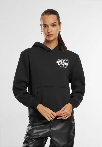 Women's Sweatshirt Good Vibes Puff Print Black