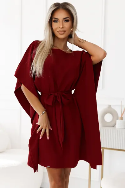 Numoco Dámske šaty Sofia – elegantné motýlie šaty s viazaním v páse 287-34 Farba: Čierna, Veľkosť: S/M