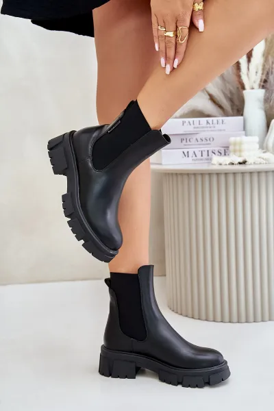 Insulated Chelsea slip-on ankle boots made of eco leather Big Star black