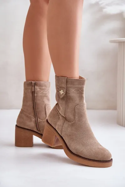 Insulated women's ankle boots on heel beige Vailia