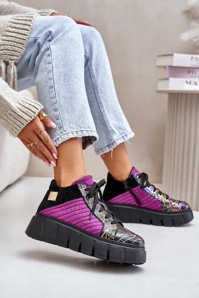 Kožené Sneakersy Na Platforme Fuchsie Maciejka
