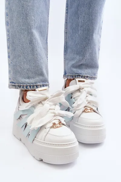 Sneakersy S Hrúbkou Podrážky Na Modrej Platforme Zazoo