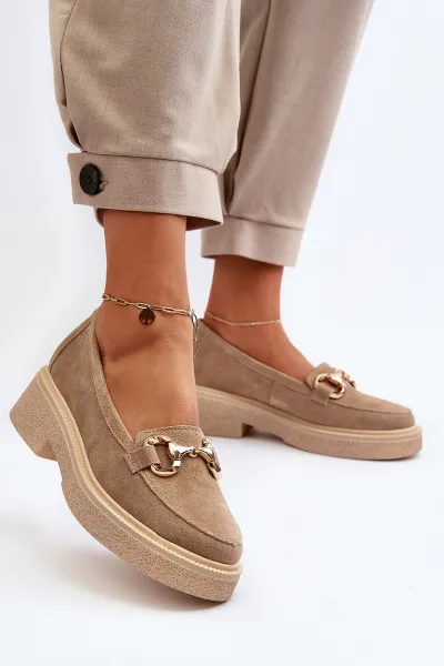 Zazoo 3429 Semišové Dámske Mokasíny S Ozdobou Beige