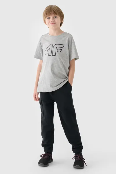Chlapčenské zateplené tepláky 4F JUNIOR TROUSERS-JWAW24TTROM760-20S-DEEP BLACK