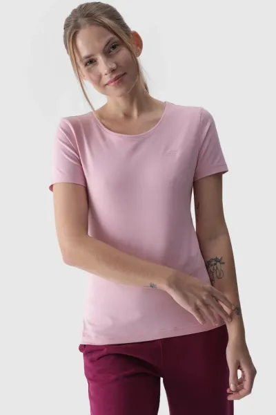 Dámske Hladké Tričko S Logom Ružové 4F 4FWMM00TTS