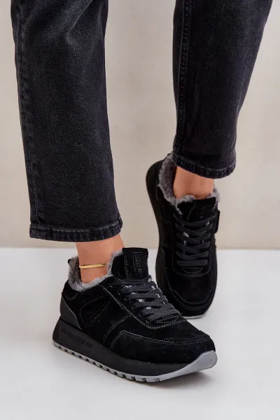 BIG STAR SHOES Dámske Tenisky S Kožušinou A Lesklým Prvkom Big Star