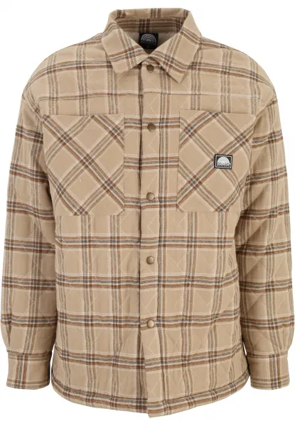 Men's flannel shirt jacket beige