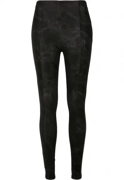 Women's washed trousers made of artificial leather black