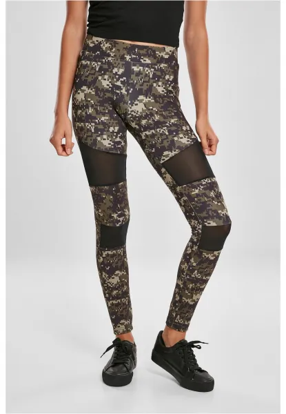 Women's Camo Tech Mesh Leggings Made of Wood Digital Camouflage