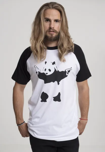 Brandalised - Banksy ́s Graffiti Panda Raglan Tee wht/blk