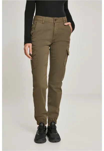 Women's high-waisted cargo trousers olive