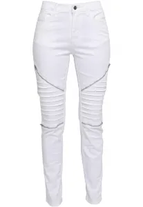 Women's stretch biker trousers white