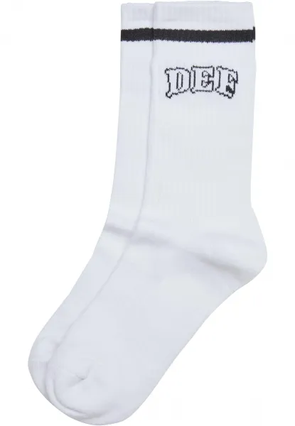 White DEF College Socks