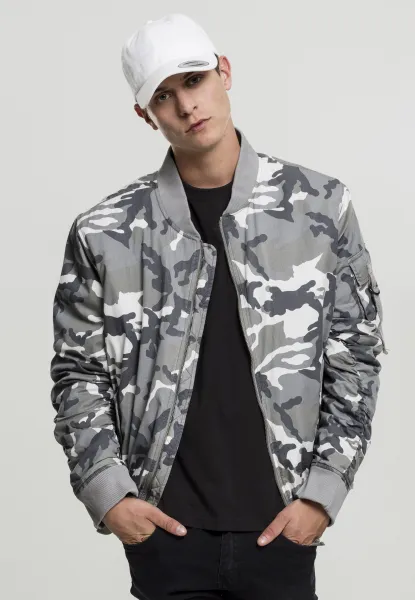 Vintage Camo Cotton Bomber Jacket snow camo