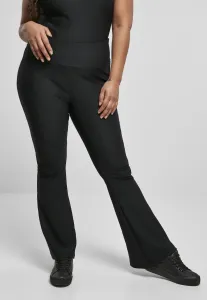 Women's high-waisted leggings with ribbed fit black